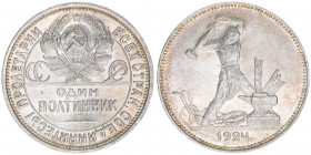 Union der Sozialistischen Sowjetrepubliken 1922-1991
Rußland. 50 Kopeken, 1924. Silber
10,00g
Schön 38
ss/vz