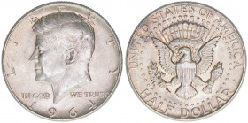 1/2 Dollar, 1964
Vereinigte Staaten von Amerika. 12,63g. Schön 203
ss