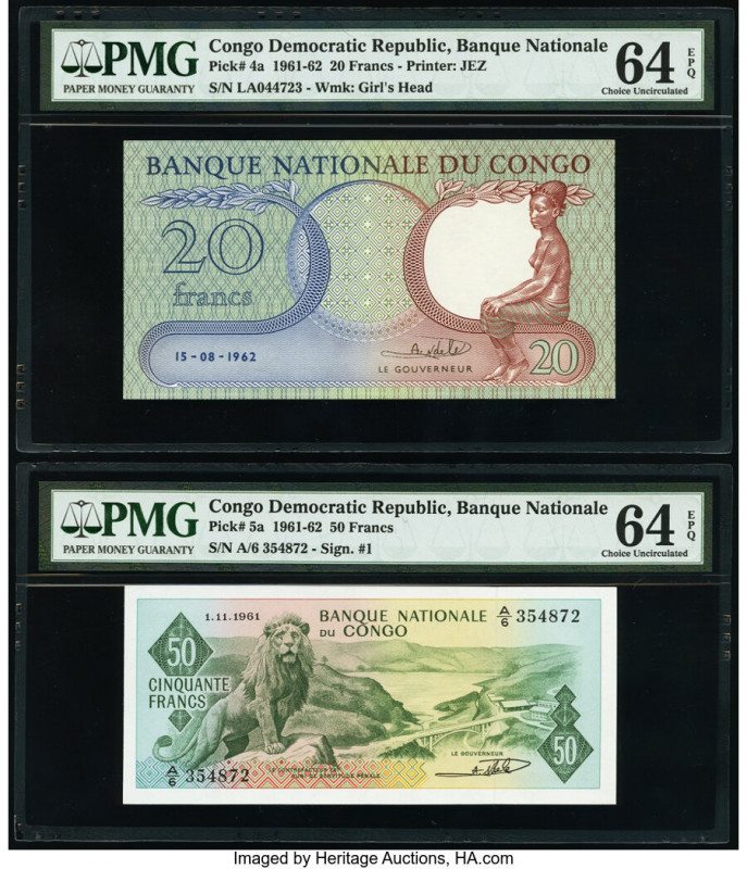 Congo Democratic Republic Banque Nationale du Congo 20; 50 Francs 15.8.1962; 1.1...