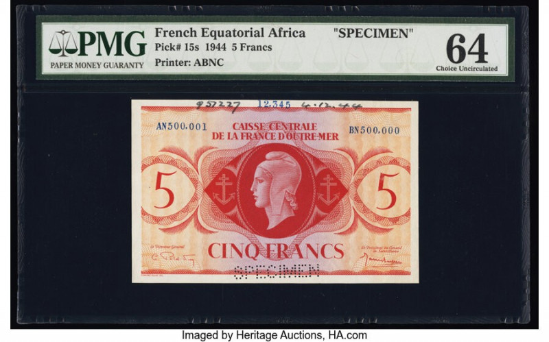 French Equatorial Africa Caisse Centrale de la France d'Outre-Mer 5 Francs 1944 ...