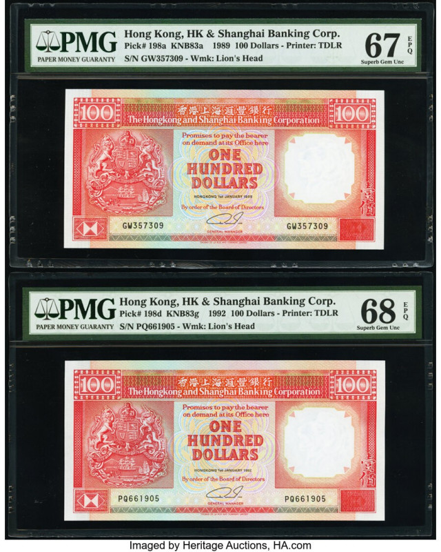 Hong Kong Hongkong & Shanghai Banking Corp. 100 Dollars 1.1.1989; 1.1.1992 Pick ...