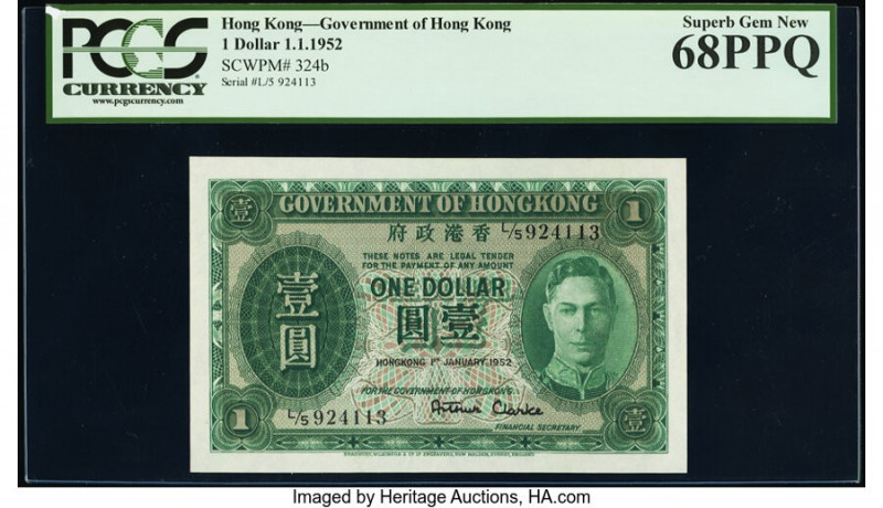 Hong Kong Government of Hong Kong 1 Dollar 1.1.1952 Pick 324b PCGS Superb Gem Ne...