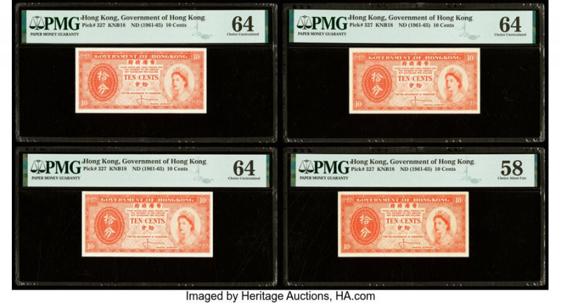 Hong Kong Government of Hong Kong 10 Cents ND (1961-65) Pick 327 Seven Examples ...