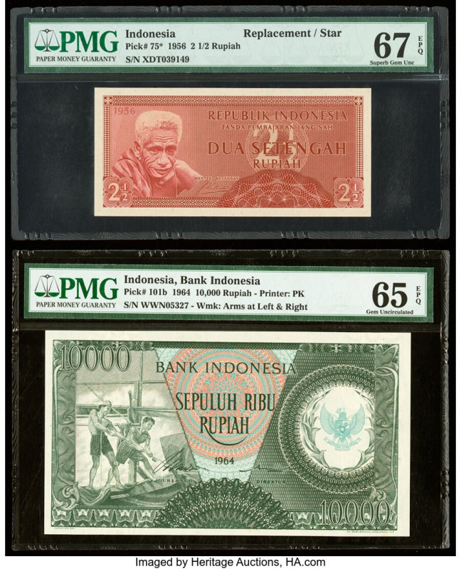 Indonesia Republik Indonesia 2 1/2; 10,000 Rupiah 1956; 1964 Pick 75* Replacemen...