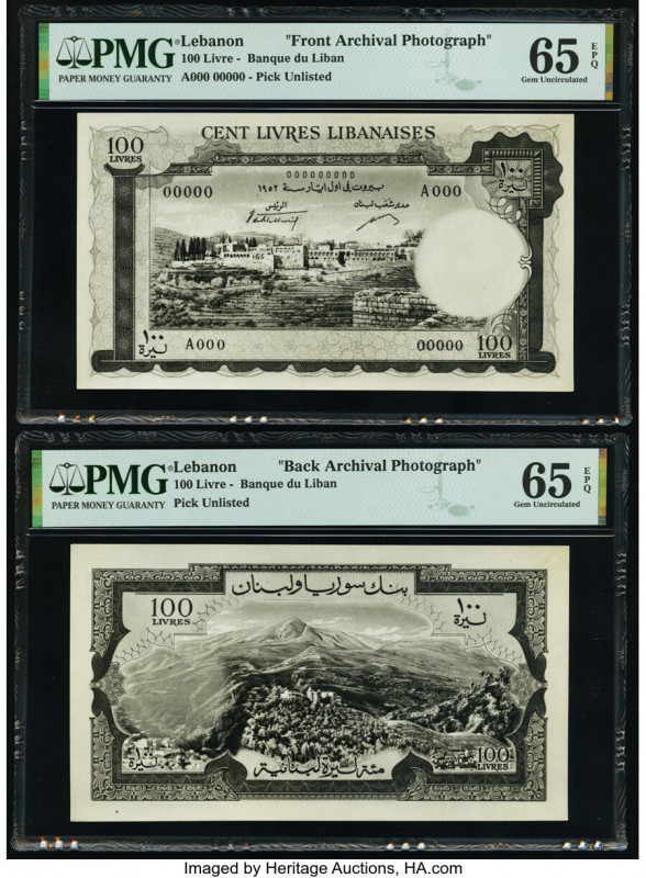 Lebanon Banque du Liban 100 Livre ND Pick UNL Front and Back Archival Photograph...