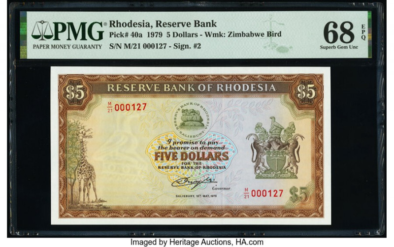 Low Serial Number 127 Rhodesia Reserve Bank of Rhodesia 5 Dollars 15.5.1979 Pick...