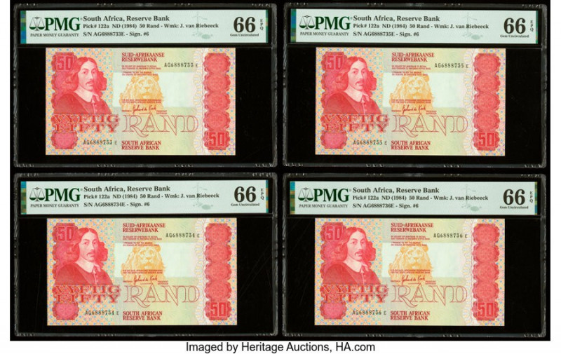 South Africa Republic of South Africa 50 Rand ND (1984) Pick 122a Four Consecuti...