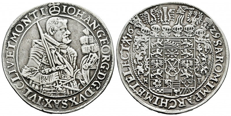 Germany. Saxony. Johan Georg I. 1 thaler. 1629. Dresden. (Dav-7601). Ag. 28,56 g...