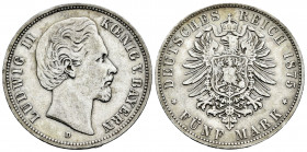 Germany. Bayern. Ludwig II. 5 mark. 1875. München. D. (Km-896). Ag. 27,49 g. Tone. This coin is exempt from any export license fee. VF. Est...50,00. ...