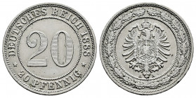 Germany. 20 pfennig. 1888. Berlin. A. (Km-9.1). (Jaeger-6). 6,09 g. Scarce. Choice VF. Est...45,00. 

Spanish Description Alemania. 20 pfennig. 1888...