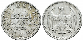 Germany. Weimar Republic. 3 mark. 1924. Hambourg. J. (Km-43). Ag. 14,98 g. Choice VF. Est...40,00. 

Spanish Description Alemania. República de Weim...