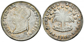 Bolivia. 4 soles. 1856. Potosí. MJ. (Km-123.2). Ag. 12,88 g. With some original luster remaining. XF. Est...80,00. 

Spanish Description Bolivia. 4 ...