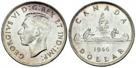 Canada. George VI. 1 dollar. 1946. (Km-37). Ag. 23,33 g. Minor hairlines. XF. Est...70,00. 

Spanish Description Canadá. George VI. 1 dollar. 1946. ...