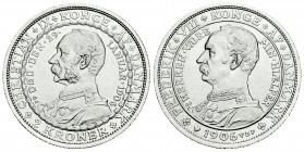 Denmark. Frederik VIII. 2 kroner. 1906. Copenhague. (Km-803). Ag. 14,98 g. Death of Christian IX and coronation of Frederick VIII. XF. Est...50,00. 
...