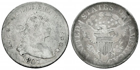 United States. 1/4 dollar. 1807. Philadelphia. Draped Bust Quarter. (Km-36). Ag. 6,45 g. Very rare. F/Choice F. Est...150,00. 

Spanish Description ...