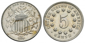United States. 5 cents. 1868. Philadelphia. (Km-97). 4,99 g. XF. Est...100,00. 

Spanish Description Estados Unidos. 5 cents. 1868. Philadelphia. (K...
