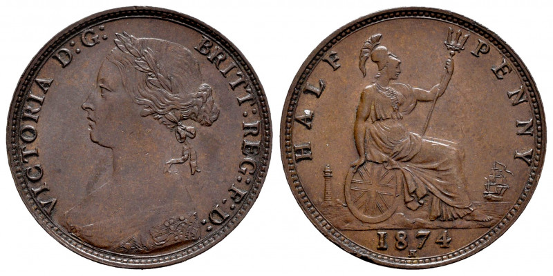 Great Britain. Victoria Queen. 1/2 penny. 1874. H. (Km-754). Ae. 5,77 g. A good ...