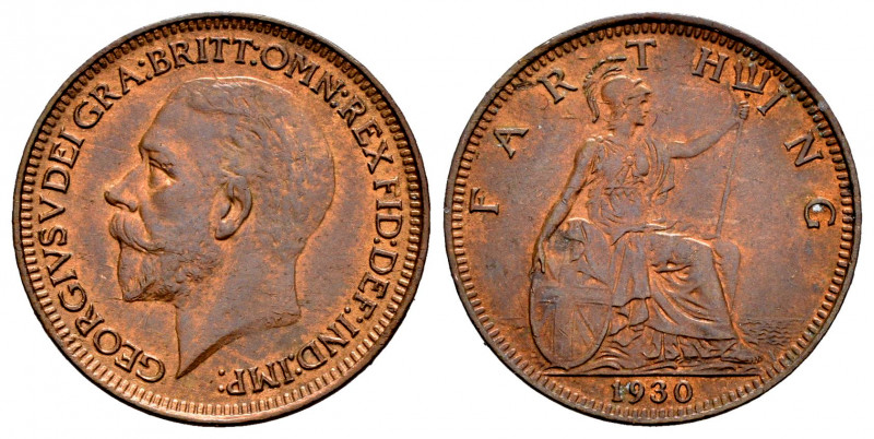 Great Britain. George V. 1 farthing. 1930. (Km-825). Ae. 2,86 g. It retains some...