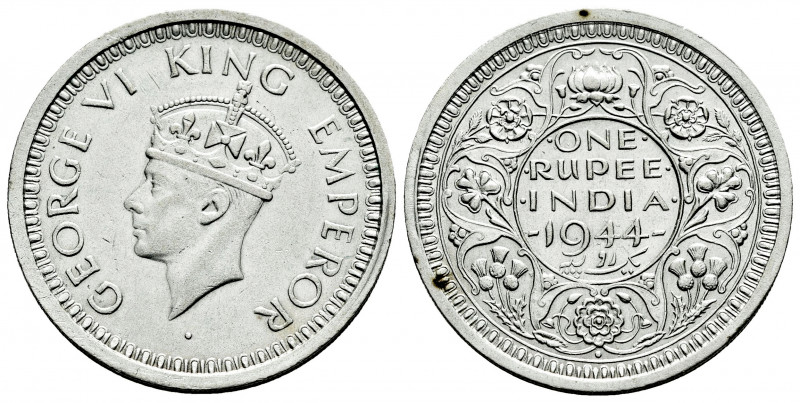 British India. George VI. 1 rupee. 1944. Mumbai. (Km-557.1). Ag. 11,62 g. Almost...