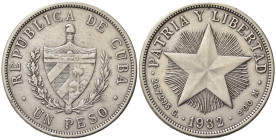 CUBA. 1 Peso 1932. Ag. KM#15.2. BB+