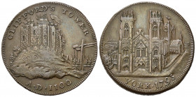 Gettoni. Gran Bretagna. York. Token 1/2 penny 1793 "Clifford's Tower AD 1100". Cu. qSPL