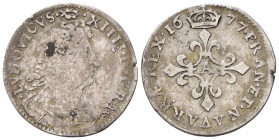 FRANCIA. Luigi XIV (1643-1715). 4 Sols 1677 A. Ag (1,56 g). KM#232.1. MB-BB