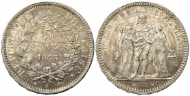 FRANCIA. 5 Francs 1873 A. Ag. SPL