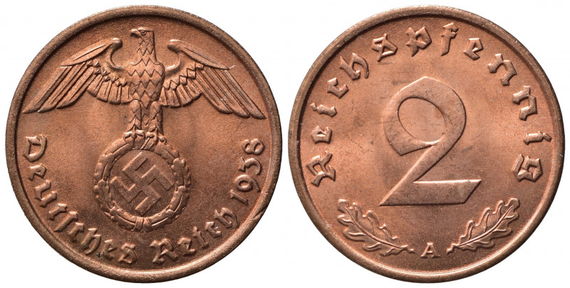 GERMANIA. Terzo Reich. 2 Reichspfennig 1938 A. FDC