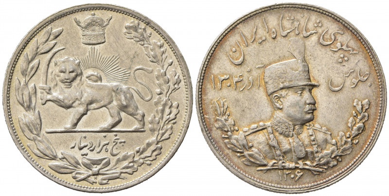 IRAN. Reza Shah (AH 1344-1360 / 1925-1941). 5000 Dinars (5 Kran) SH 1306 H. Ag. ...