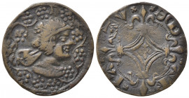 TESSERE. Tessera Mercantile (sec.XIII-XV). Testa di Moro a destra. R/ Croce con giglio centrale. AE (20.4 mm, 2.47g) . BB