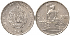 ROMANIA. Repubblica Popolare. 50 Bani 1955. Cu-Ni. KM#86. qFDC