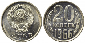 RUSSIA. CCCP (Unione Sovietica). 20 Kopeks 1966. Y#132. qFDC