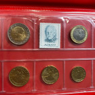 ESTERE. MONACO. Monetazione in Euro. Serie di 5 monete anno 2003 + 1 francobollo, in folder. FDC
