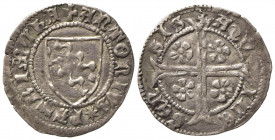 AQUILEIA. Antonio I Caetani (1395-1402). Denaro. Ag (0,71 g). Scudo - Croce ancorata accantonata da quattro rose a cinque petali. Bernardi 64; Keber 6...