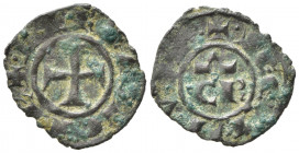 BRINDISI o MESSINA. Corrado II (1254-1258). Denaro Mi (0,73 g). Croce patente - R/ C R sormontato da omega. Spahr 175. qBB