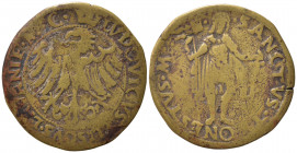 DESANA. Ludovico II Tizzone (1510-1525). FALSO D'EPOCA del Testone con San Teonesto. AE (6,78 g). MIR 445 - R4. MB