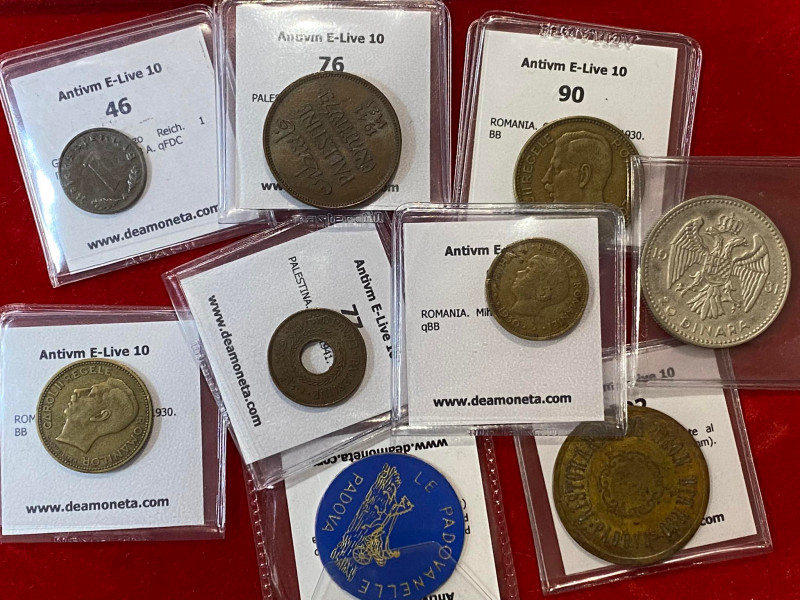 VARIE. Lotto misto di 7 monete (Romania, Jugoslavia, Germania, Palestina) e 2 ge...
