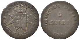 FIRENZE. Carlo Ludovico di Borbone (1803-1807). Regno d'Etruria. 2 soldi da 1/10 di lira 1804. Cu (3,65 g). Gig. 19. MB