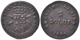 FIRENZE. Carlo Ludovico di Borbone (1803-1807). Regno d'Etruria. 2 soldi da 1/10 di lira 1804. Cu (4,72 g). Gig. 19. SPL