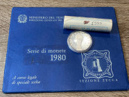 VARIE. Repubblica Italiana - Divisionale 1980, Rotolino 5 lire 1995, medaglia Mondiali di calcio Italia '90 in Argento. FDC