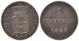 FIRENZE. Granducato di Toscana. Leopoldo II di Lorena (1824-1859). 1 Quattrino 1848. Cu. Gig. 115. qSPL