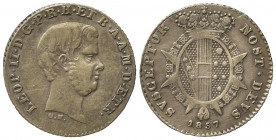 FIRENZE. Granducato di Toscana. Leopoldo II di Lorena (1824-1859). 1/2 Paolo 1857 Ag (0,95 g). Gig. 61. BB