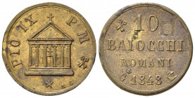 GAETA. Stato Pontificio . Pio IX (1846-1870). 10 Baiocchi Romani 1848. Coniazione privata. Bruce X3. qFDC