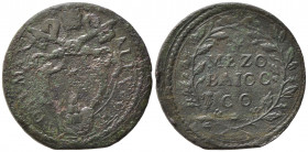 GUBBIO. Stato Pontificio. Alessandro VII (1655-1667). Mezzo Baiocco Cu (7,06 g). MIR 1891 - Raro. BB