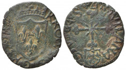 L'AQUILA. Carlo VIII di Francia (1495). Cavallo Cu (1.21 g). Scudo coronato di Francia. R/croce patente Mauriziana radiata. D'Andrea-Andreani 131-132....
