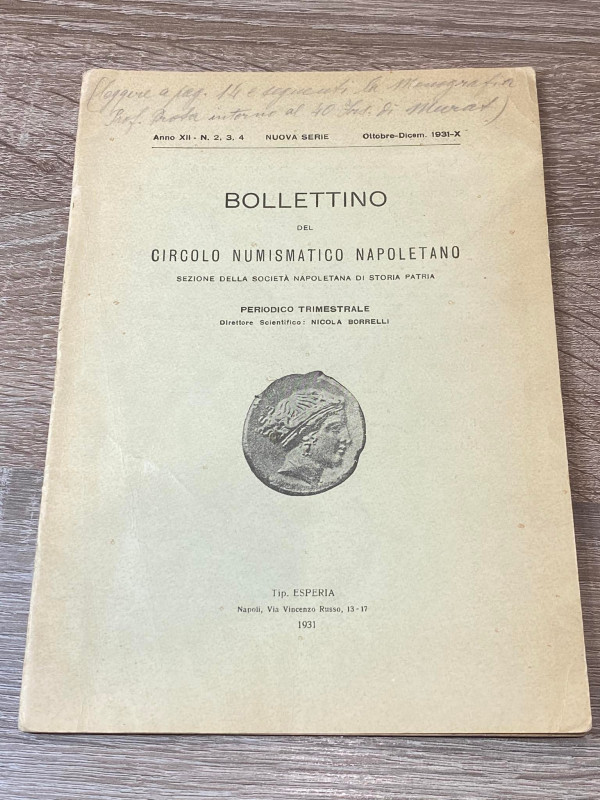 A.A.V.V. - Bollettino del Circolo Numismatico Napoletano. Periodico trimestrale,...