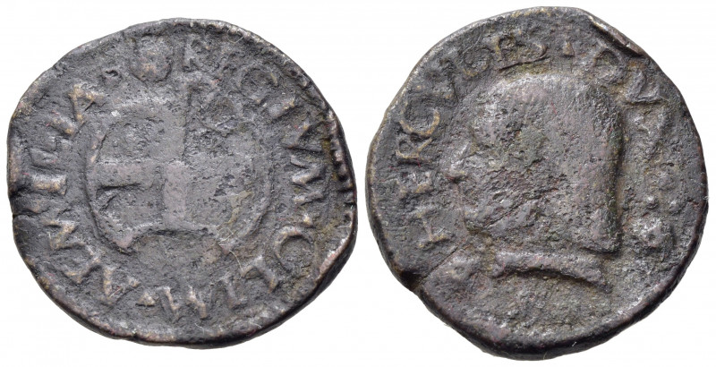 REGGIO EMILIA. Ercole I d'Este (1471-1505). Bagattino Cu (2,28 g). MIR 1270. qBB