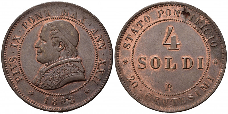 ROMA. Pio IX (1846-1870). 4 soldi 1868 anno XXIII. SPL+