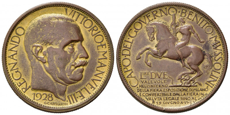 Vittorio Emanuele III (1900-1943). Buono da 2 lire 1928 "Esposizione di Milano"....