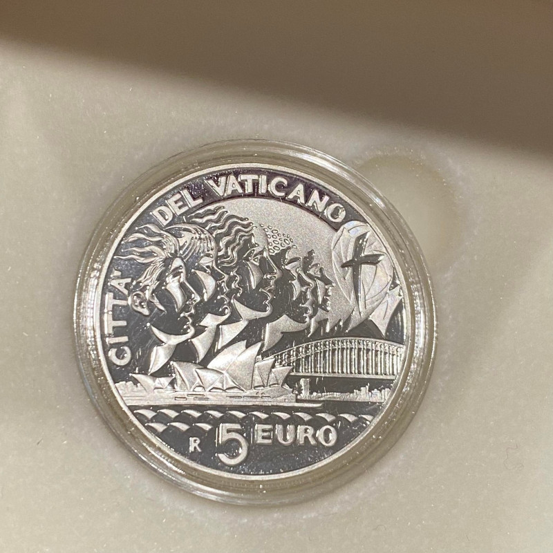 Vaticano. Monetazione in Euro. Benedetto XVI. 5 Euro 2008 "XXIII Giornata mondia...